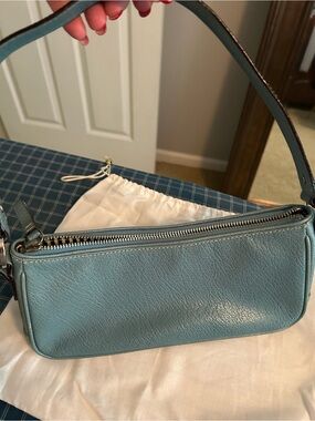 kate spade light teal leather crossbody with striped interior